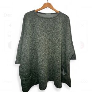 Cut Loose Oversized Green Knit Tunic Top OS Lagenlook Batwing deep Pockets flowy